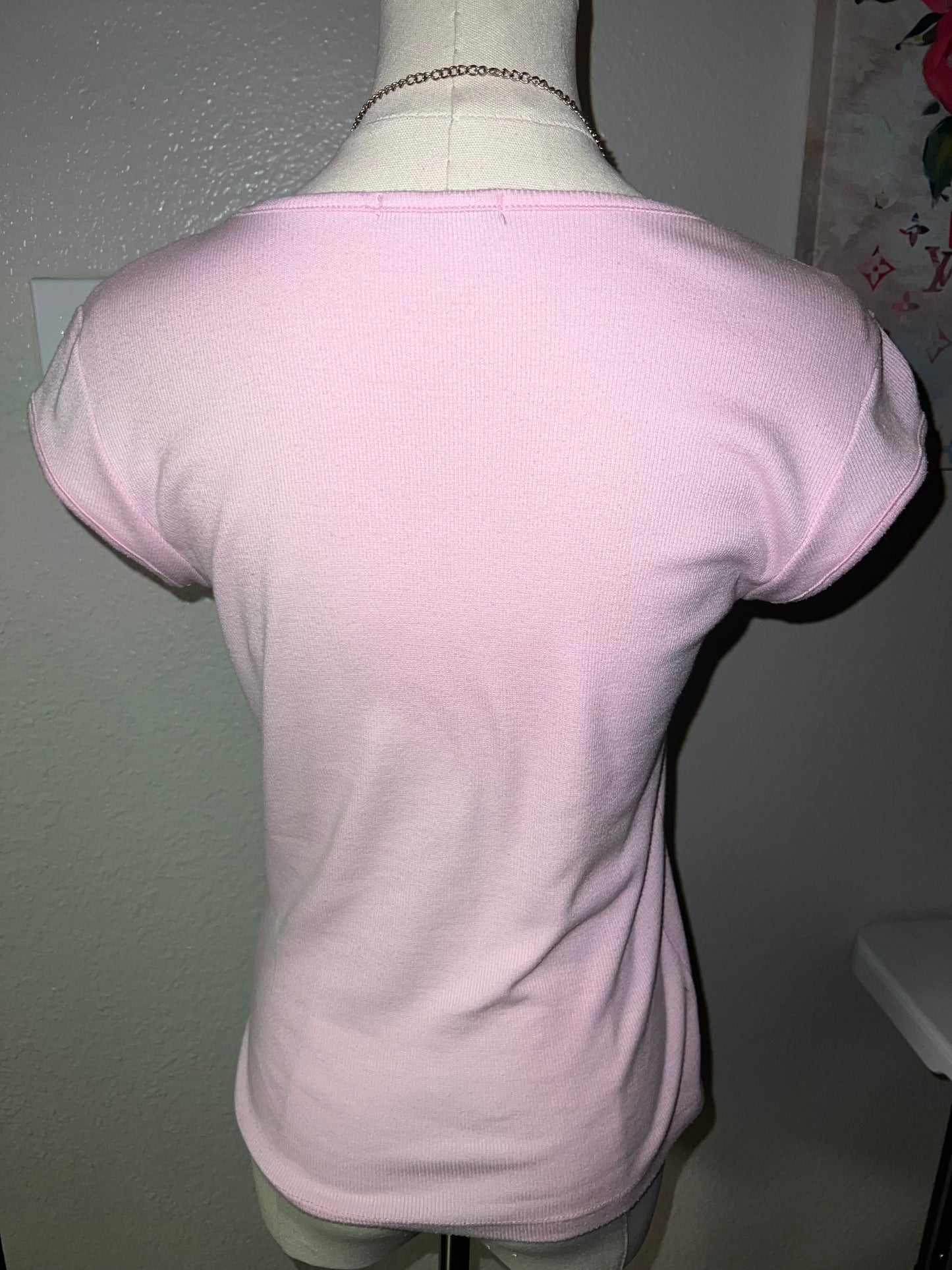 Pink floral v neck shirt